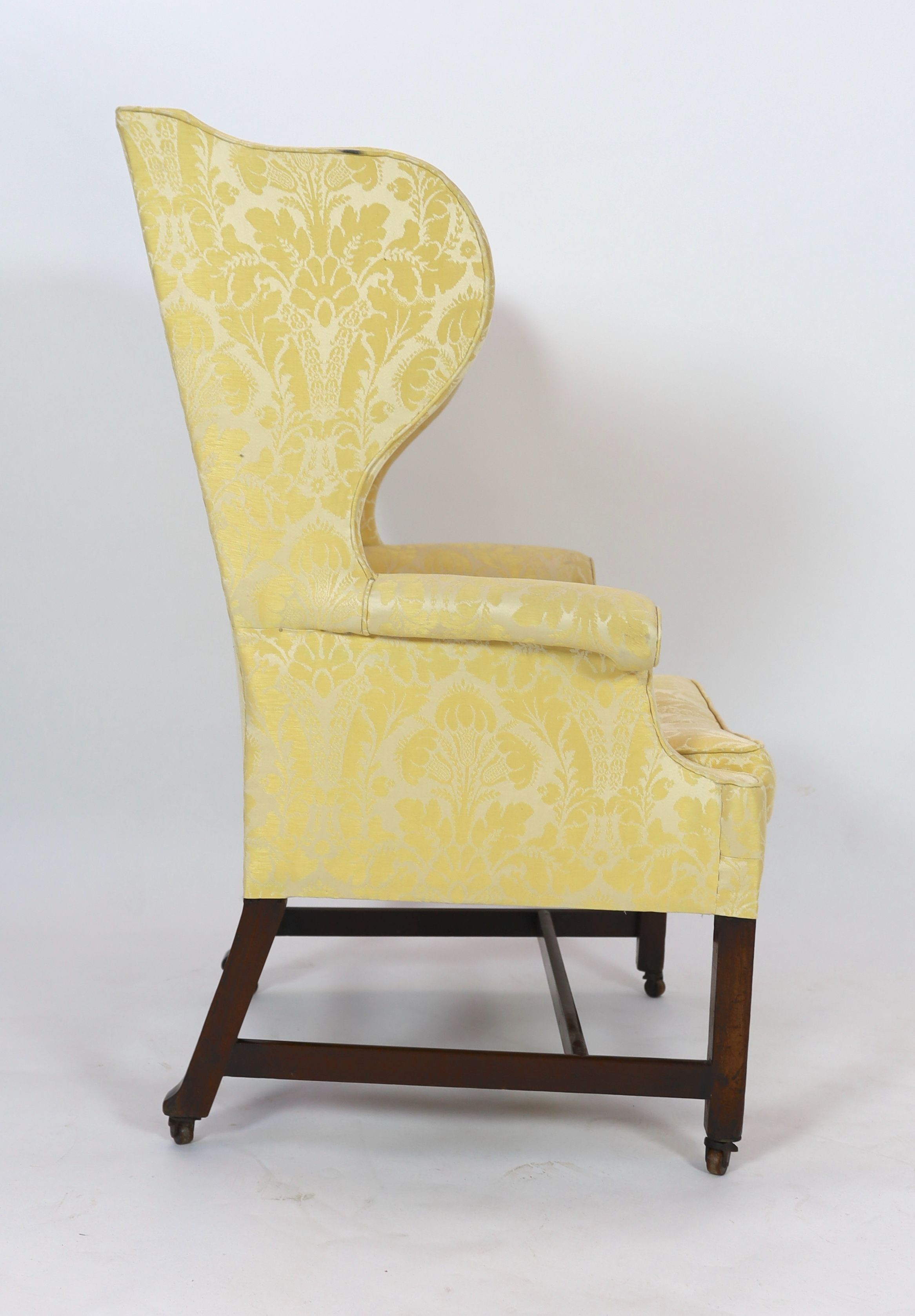 A George III mahogany wing armchair, W.84cm D.80cm H.124cm